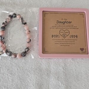 New Gift For Daughter Natural Stone Bracelet with Heart Plus Heartfelt Message